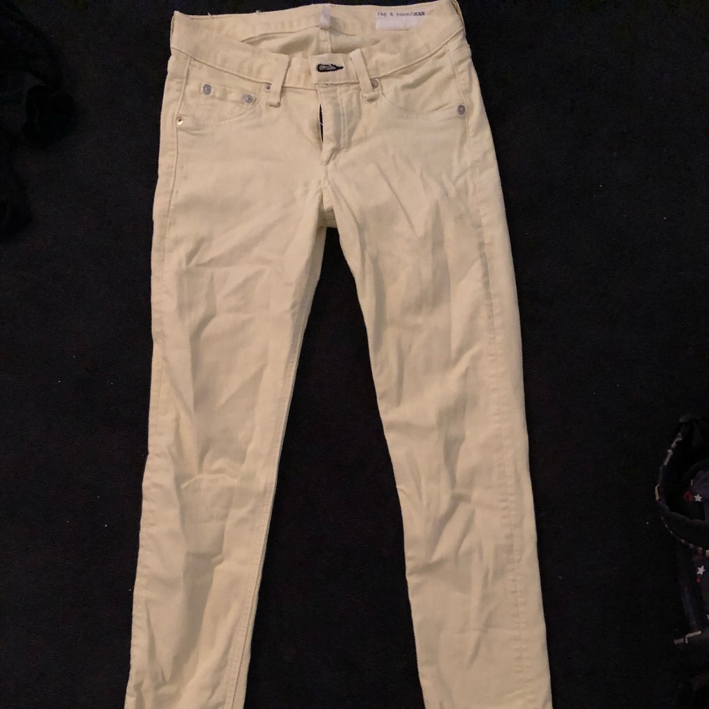 White yellow rag and bone jeans